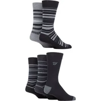 Mens 5 Pair Farah Patterned Striped and Argyle Cotton Socks Stripe Black / Charcoal 6-11 Mens