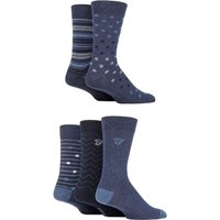 5 Pair Patterned Striped Argyle Cotton Socks Pattern Denim 6 11
