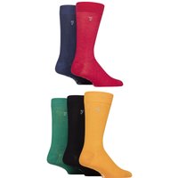 5 Pair Plain Striped Patterned Everyday Bamboo Socks Plain Purple Yellow 6 11