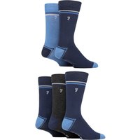5 Pair Plain Striped Patterned Everyday Bamboo Socks Contrast Heel & Toe Navy Blue 6 11