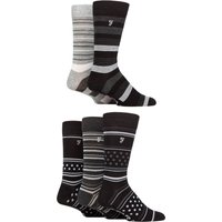 5 Pair Plain Striped Patterned Everyday Bamboo Socks Stripe Dots Charcoal 6 11