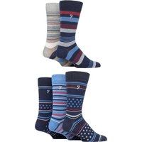 5 Pair Plain Striped Patterned Everyday Bamboo Socks Stripe Dots Navy Blue 6 11