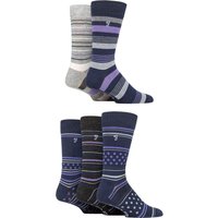 5 Pair Plain Striped Patterned Everyday Bamboo Socks Stripe Dots Purple 6 11