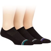 Mens 3 Pair Farah Bamboo No Show Socks Black 6-11 Mens