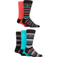 5 Pair Plain Striped Patterned Everyday Bamboo Socks Stripe Coral 6 11