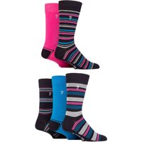 5 Pair Plain Striped Patterned Everyday Bamboo Socks Stripe Dark Cerise 6 11