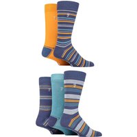 5 Pair Plain Striped Patterned Everyday Bamboo Socks Stripe Navy Blue 6 11
