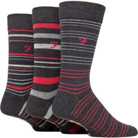 3 Pair Argyle Patterned Striped Cotton Socks Charcoal Stripe 6 11
