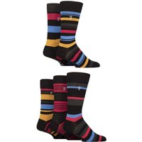 5 Pair Plain Striped Patterned Everyday Bamboo Socks Striped Crimson Charcoal 6 11