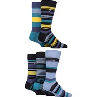 5 Pair Plain Striped Patterned Everyday Bamboo Socks Striped Dark Yellow Teal 6 11