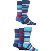 5 Pair Plain Striped Patterned Everyday Bamboo Socks Striped Cobalt Red 6 11