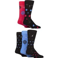 5 Pair Plain Striped Patterned Everyday Bamboo Socks Spotty Crimson Charcoal 6 11