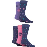 5 Pair Plain Striped Patterned Everyday Bamboo Socks Spotty Midnight Teal 6 11