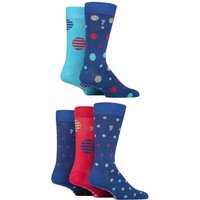 5 Pair Plain Striped Patterned Everyday Bamboo Socks Spotty Cobalt Red 6 11