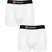 Mens 2 Pack Farah Classic Striped and Plain Bamboo Keyhole Trunks White XXL