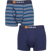 2 Pack Plain Striped Cotton Classic Keyhole Trunks Navy Blue L