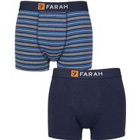 2 Pack Plain Striped Cotton Classic Fitted Trunks Fine Stripe Navy Blue L