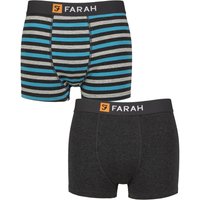 2 Pack Plain Striped Cotton Classic Fitted Trunks Stripe Charcoal
