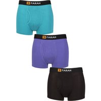 Sock Shop Mens 3 Pack Farah Bamboo Fitted Keyhole Trunks Black Purple S