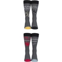 4 Pair Grey Game of Thrones Houses Targaryen, Stark, Lannister and Baratheon Socks Unisex 11-14 Unisex