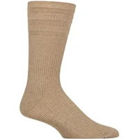 Mens 1 Pair HJ Hall Original Cotton Softop Socks Oatmeal Melange 4-7