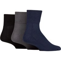 3 Pair IOMI FootNurse Cushioned Foot Bamboo Diabetic Ankle Socks Navy Grey 12 14