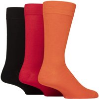 3 Pair Plain Bamboo Socks Orange Red 7 11