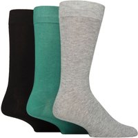 3 Pair Plain Bamboo Socks Light Grey Green Black 7 11