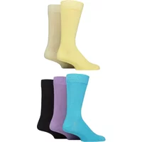 Mens 5 Pair SOCKSHOP Wildfeet Plain Bamboo Socks Yellow / Lime / Blue / Lilac / Navy 7-11