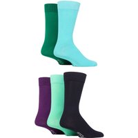 5 Pair SOCKSHOP Wildfeet Plain Bamboo Socks Blue Green Mint Purple 7 11
