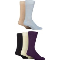 5 Pair SOCKSHOP Plain Bamboo Socks Blue Beige Purple Lime 7 11