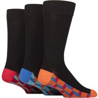 3 Pair SOCKSHOP Patterned Spots Stripes Bamboo Socks Footbed Orange Red 7 11