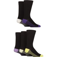 5 Pair SOCKSHOP Bamboo Patterned Socks Striped Sole Purple Lime 7 11