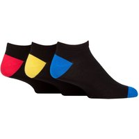 3 Pair SOCKSHOP Wildfeet Bamboo Trainer Socks Blue Yellow Red Heel & Toe 7 11