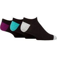 3 Pair SOCKSHOP Wildfeet Bamboo Trainer Socks Grey Green Purple Heel & Toe 7 11