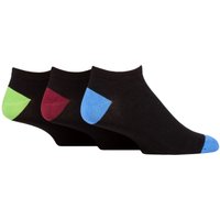 3 Pair SOCKSHOP Wildfeet Bamboo Trainer Socks Blue Burgundy Green Heel & Toe 7 11