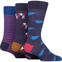 3 Pair Wildfeet Patterned Spots Stripes Bamboo Socks Geo Block 7 11