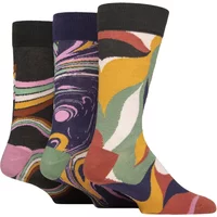 3 Pair Wildfeet Patterned Spots Stripes Bamboo Socks Marble Wave 7 11
