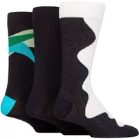 Mens 3 Pair SOCKSHOP Wildfeet Patterned Spots and Stripes Bamboo Socks Shapes Navy / White / Blue 7-11