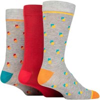3 Pair SOCKSHOP Patterned Spots Stripes Bamboo Socks Square Spots Light Grey 7 11
