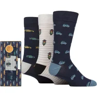 3 Pair Wildfeet Patterned Bamboo Socks Gift Box Cars 7 11