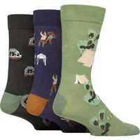 3 Pair Wildfeet Patterned Novelty Occasion Bamboo Socks Festival Street Food 7 11