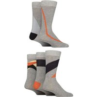 5 Pair SOCKSHOP Bamboo Patterned Socks Shape Grey Orange 7 11