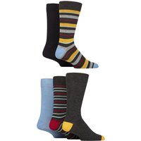 5 Pair SOCKSHOP Bamboo Patterned Socks Striped Charcoal Orange 7 11