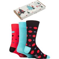 3 Pair SOCKSHOP Wildfeet Tree Gift Boxed Bamboo Socks Green Red 7 11