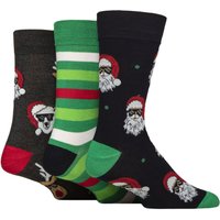 3 Pair SOCKSHOP Bamboo Christmas Patterned Socks Gift Tag Santa & Rudolph Sunglasses 7 11