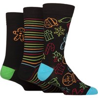 3 Pair SOCKSHOP Bamboo Christmas Patterned Socks Gift Tag Christmas Icons 7 11