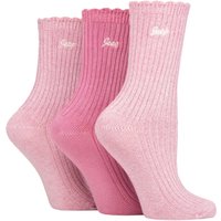 3 Pair Bamboo Scalloped Top Socks Cerise 4 8