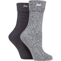 2 Pair Super Soft Turn Over Top Polyester Boot Socks Slate 4 8