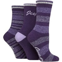 3 Pair Performance Full Cushion Striped Boot Socks Lilac Cream 4 8